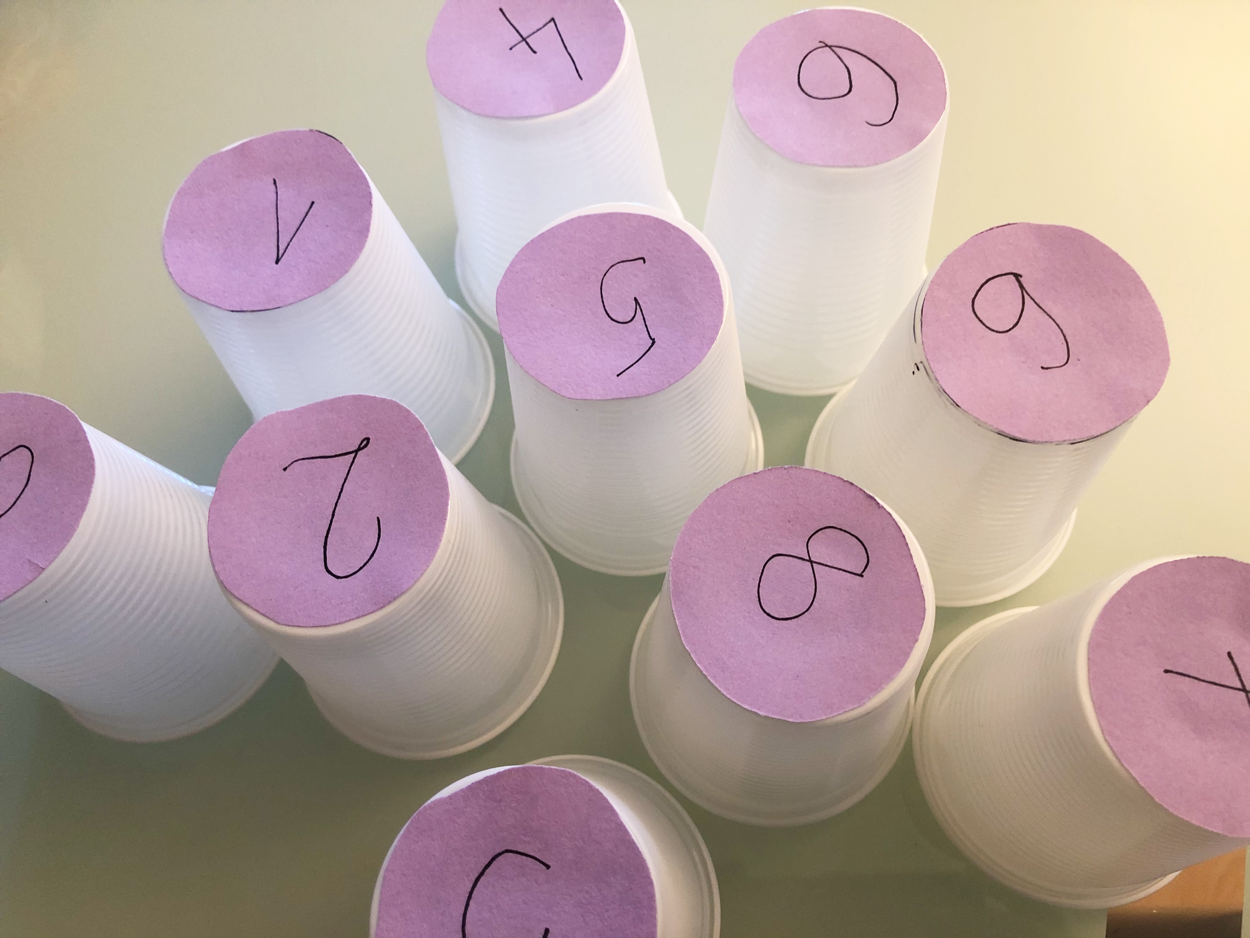plastic drinking cups with numbbers